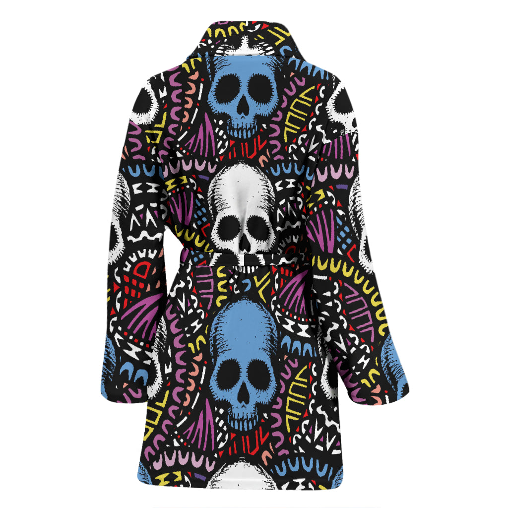 Skull Print Design LKS305 Women Bathrobe