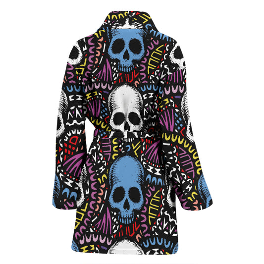 Skull Print Design LKS305 Women Bathrobe