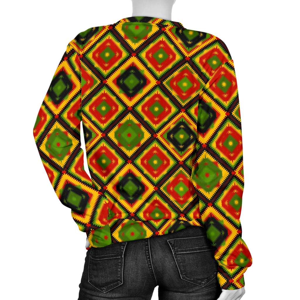 Rasta Reggae Color Pattern Women Long Sleeve Sweatshirt