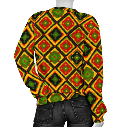 Rasta Reggae Color Pattern Women Long Sleeve Sweatshirt