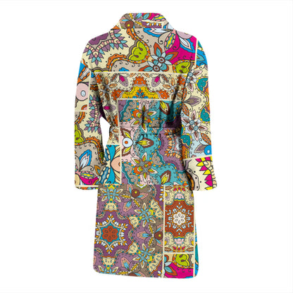 Patchwork Print Design LKS402 Men Bathrobe