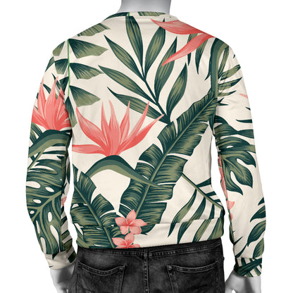 Tropical Flower Palm Leaves Men Long Sleeve Sweatshirt