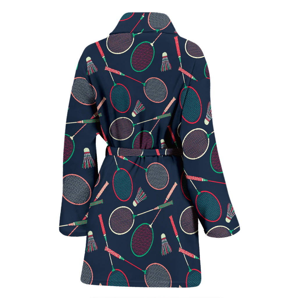 Badminton Pattern Print Design 03 Women Bathrobe