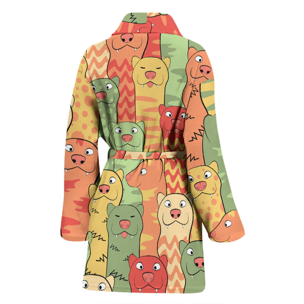 Ferret Pattern Print Design 01 Women Bathrobe