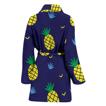 Pineapple Pattern Print Design A01 Women Bathrobe