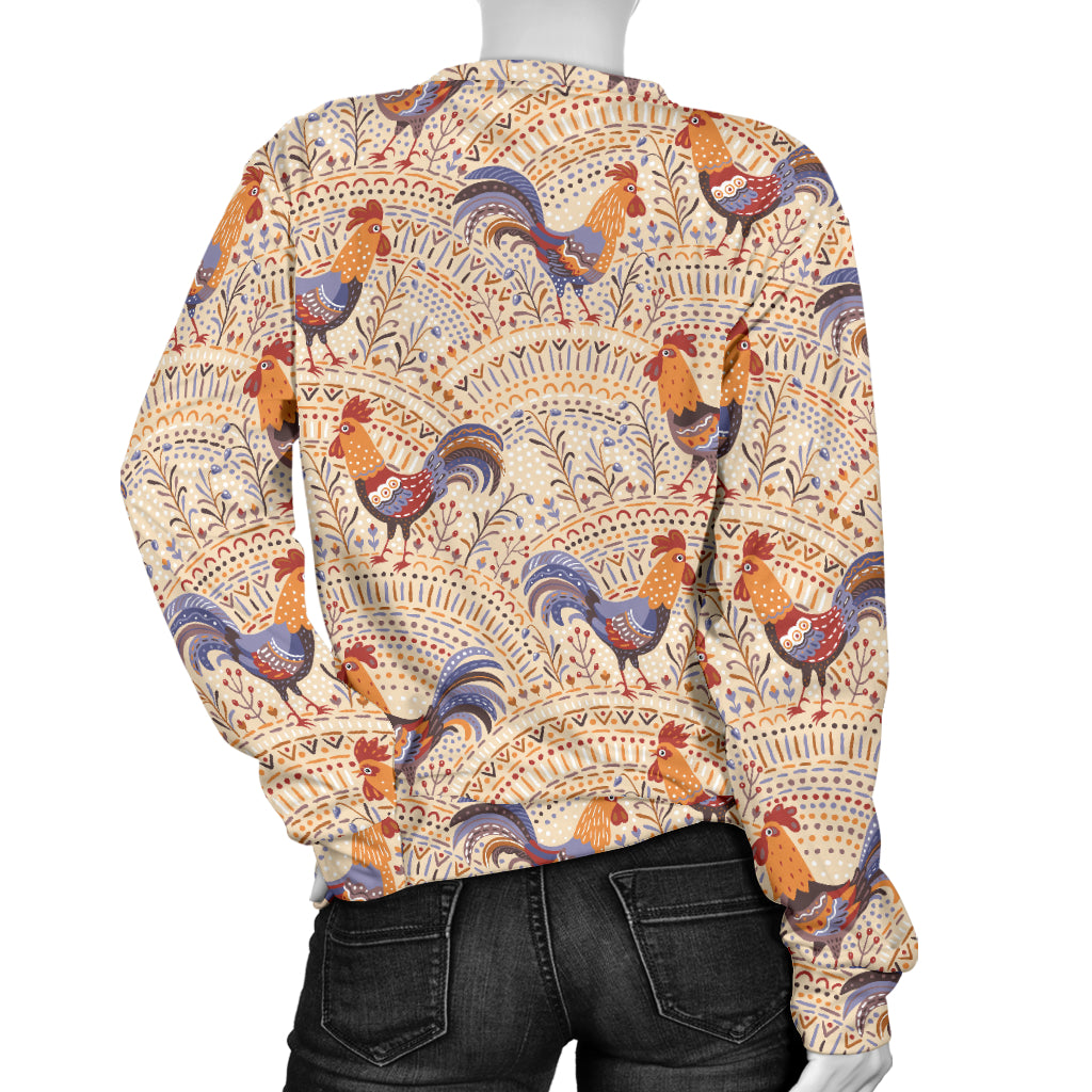 Chicken Boho Style Pattern Women Long Sleeve Sweatshirt