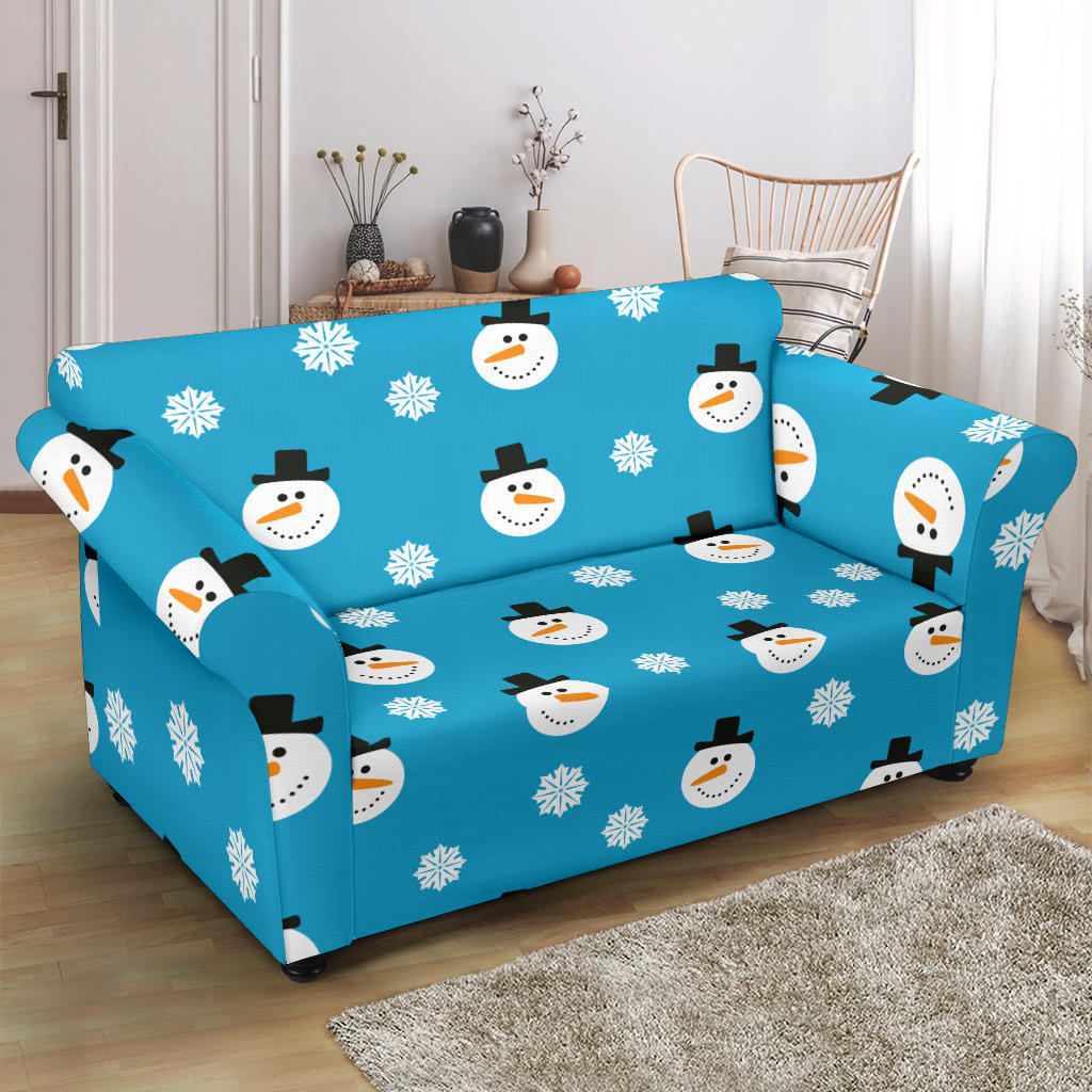 Snowman Print Design LKS303 Loveseat Couch Slipcover