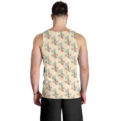 Mermaid Girl With Fish Design Print Men Tank Top