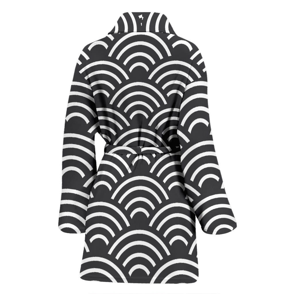 Scales Black White Pattern Print Design 03 Women Bathrobe