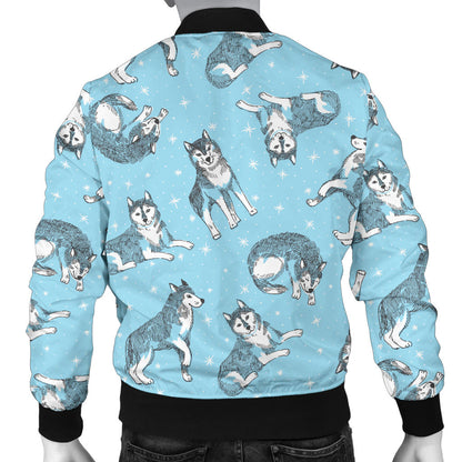 Wolf Design Print Pattern Men Bomber Jacket