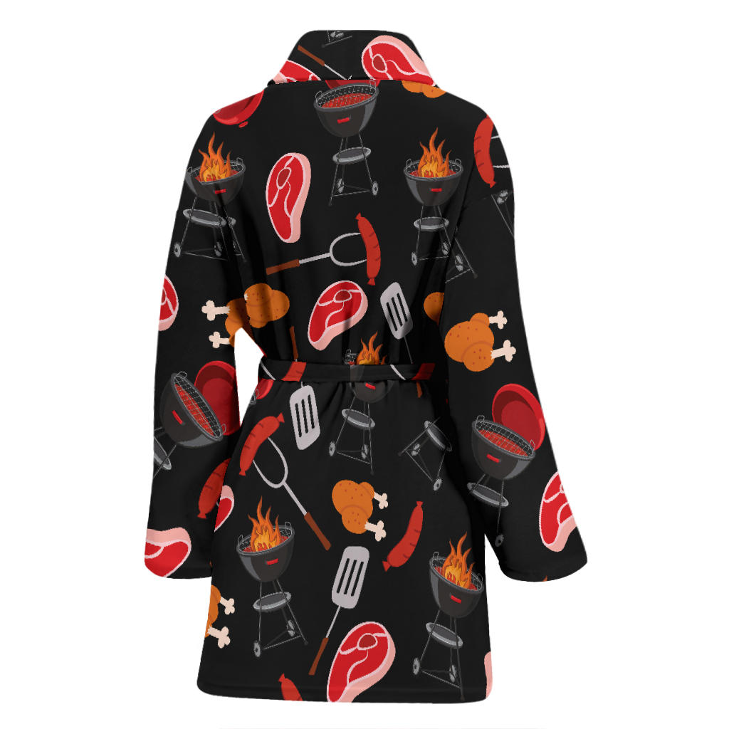 Barbecue Pattern Print Design 04 Women Bathrobe