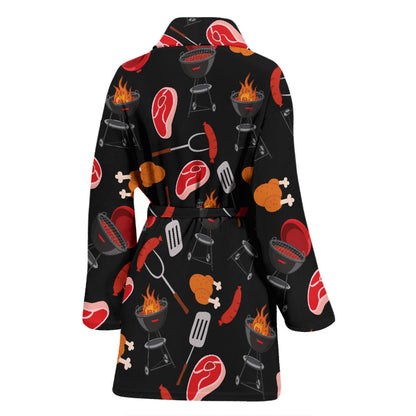 Barbecue Pattern Print Design 04 Women Bathrobe