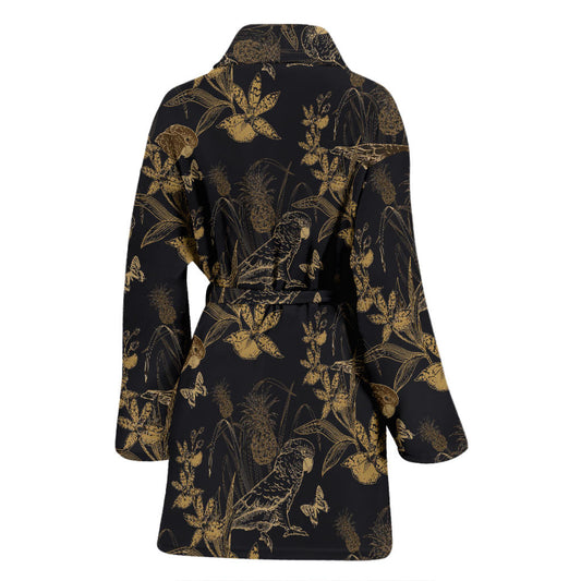 Parakeet Pattern Print Design A05 Women Bathrobe