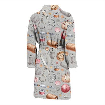 Sewing Equipment Print Design LKS302 Men Bathrobe