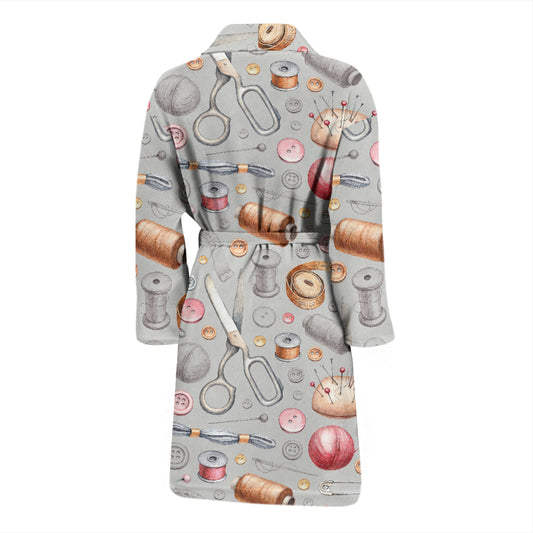 Sewing Equipment Print Design LKS302 Men Bathrobe