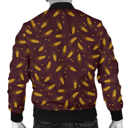 Agricultural Gold Wheat Print Pattern Men Bomber Jacket