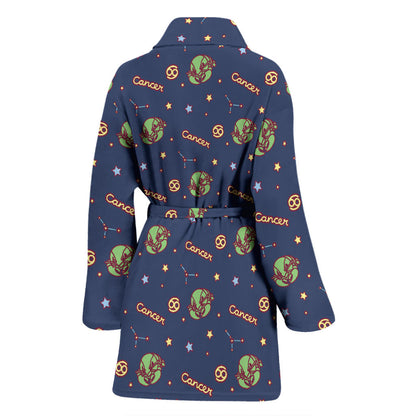 Cancer Zodiac Pattern Print Design 03 Women Bathrobe