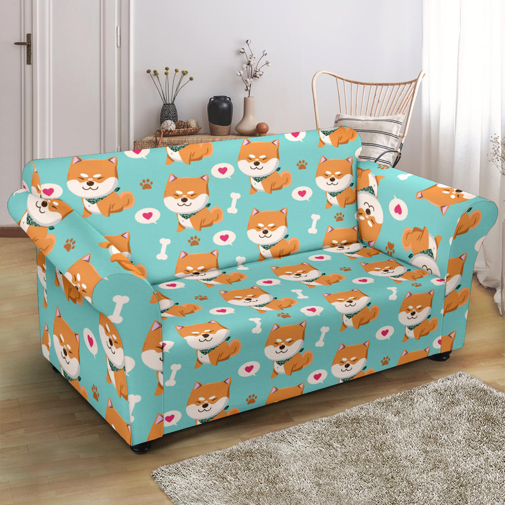 Shiba Inu Print Design LKS3013 Loveseat Couch Slipcover