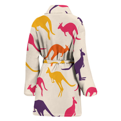 Kangaroos Pattern Print Design 01 Women Bathrobe