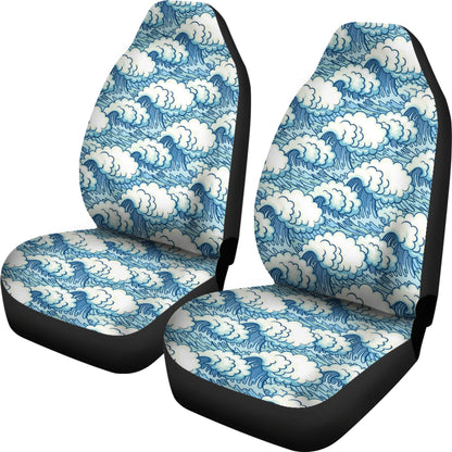 Wave Japan Style Print Design LKS304 Car Seat Covers