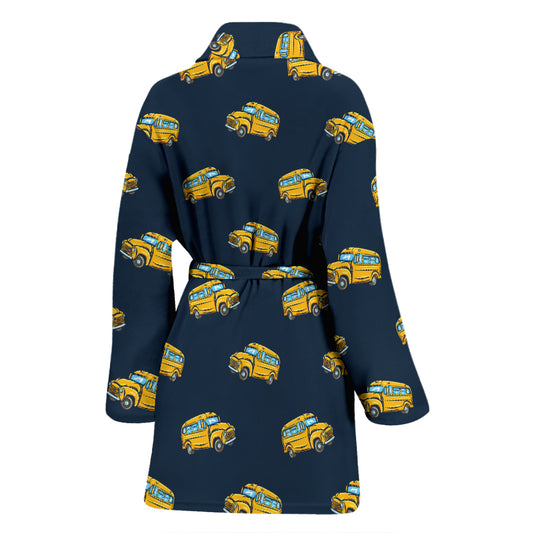 School Bus Print Design LKS304 Women Bathrobe