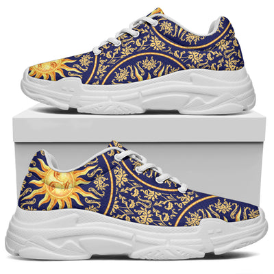 Celestial Gold Sun Face Chunky Sneakers