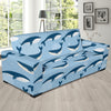 Blue Whale Pattern Print Design 02 Sofa Slipcover