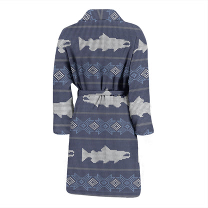 Salmon Fish Knit Style Print Design LKS304 Men Bathrobe