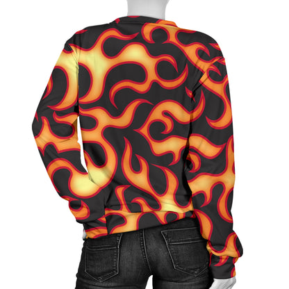 Flame Fire Themed Print Women Long Sleeve Sweatshirt