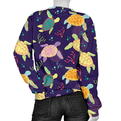 Sea Turtle Color Smile Women Long Sleeve Sweatshirt