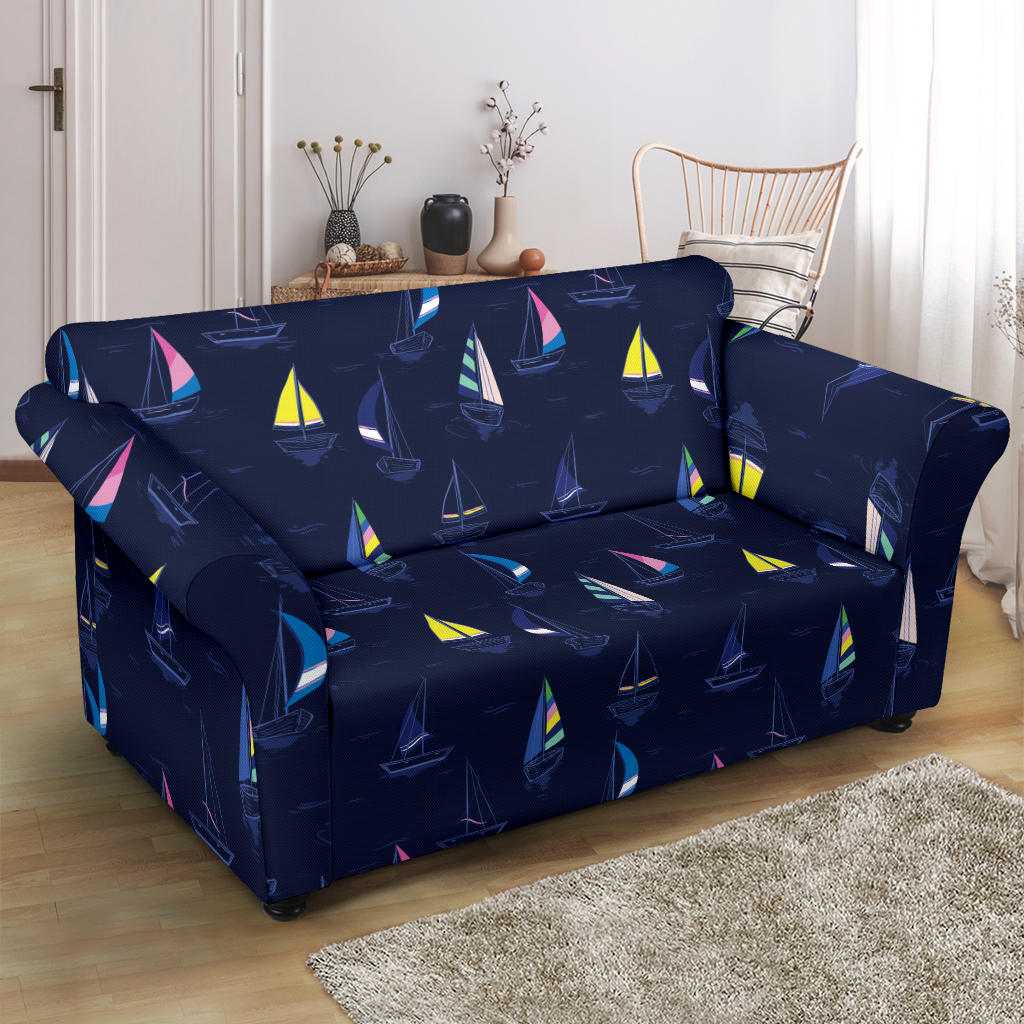Sailboat Print Design LKS305 Loveseat Couch Slipcover