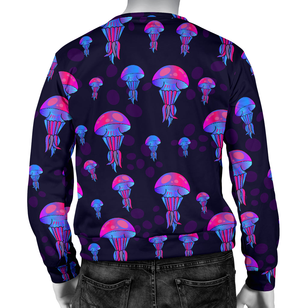Jellyfish Neon Print Men Long Sleeve Sweatshirt