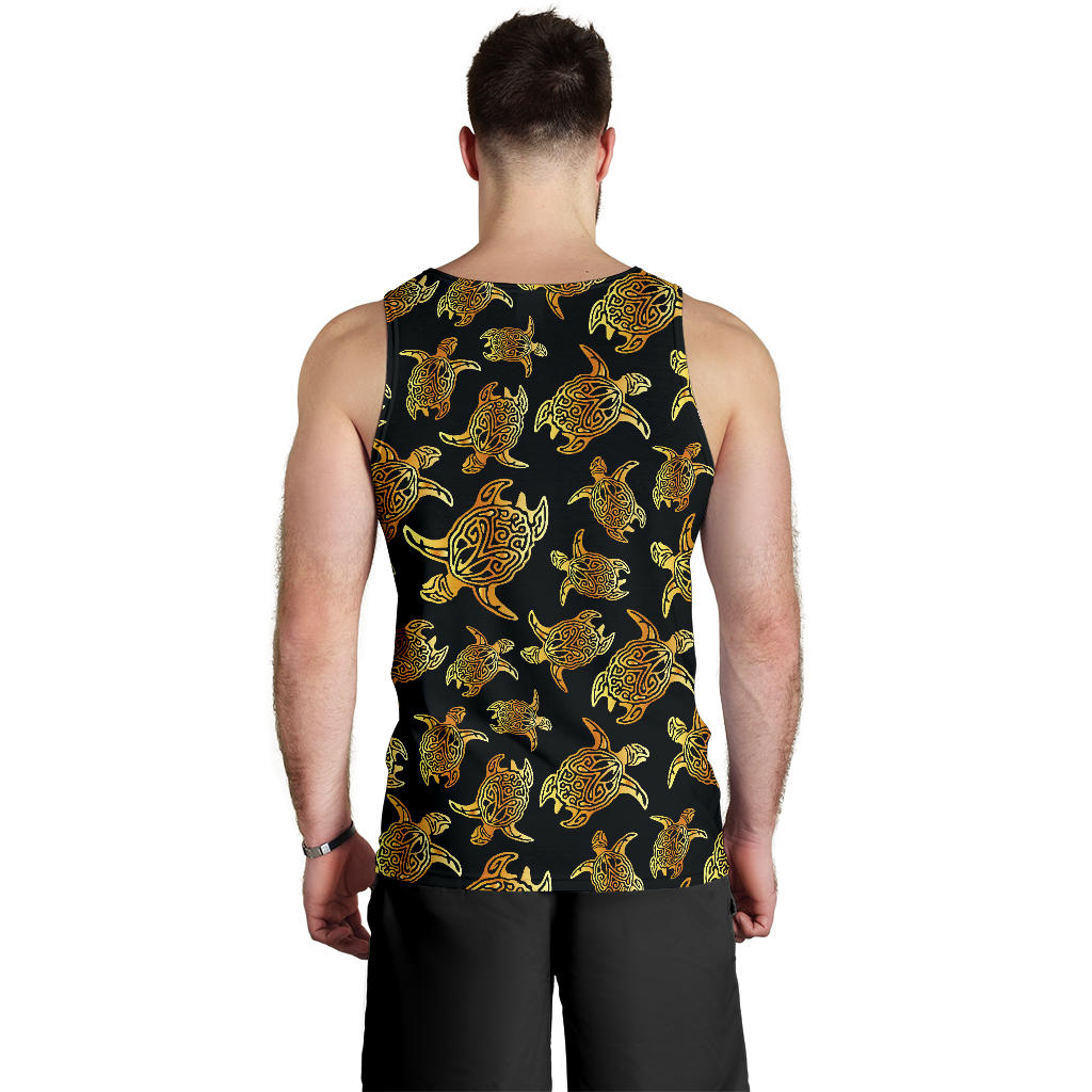 Gold Tribal Turtle Polynesian Themed Men Tank Top