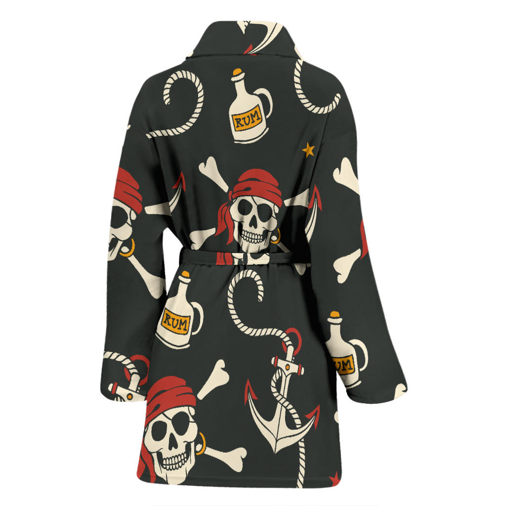 Pirate Pattern Print Design A02 Women Bathrobe