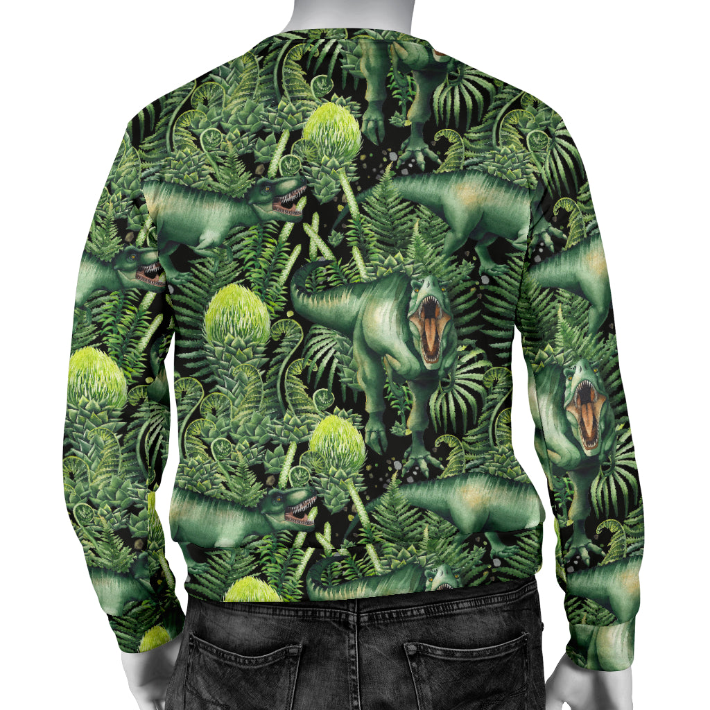 Dinosaur T Rex Print Pattern Men Long Sleeve Sweatshirt