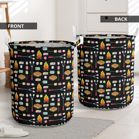 Camping Campfire Marshmallows Laundry Basket