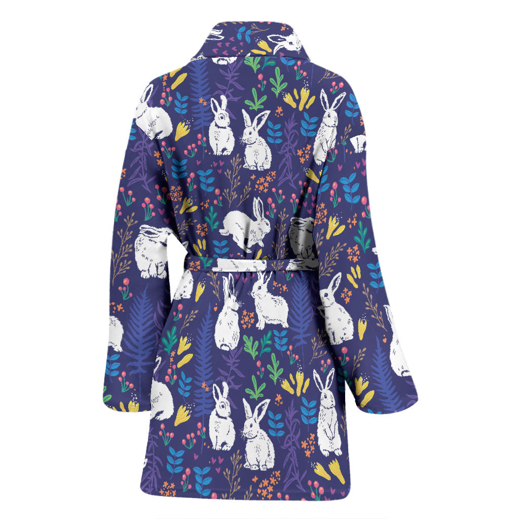 Bunny Pattern Print Design 01 Women Bathrobe