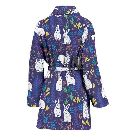 Bunny Pattern Print Design 01 Women Bathrobe