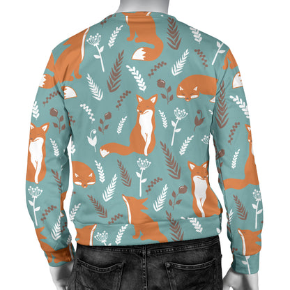 Fox Forest Print Pattern Men Long Sleeve Sweatshirt