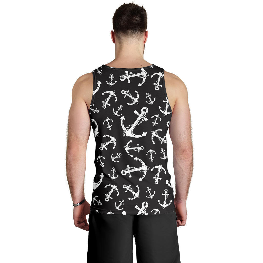 Anchor Black White Men Tank Top