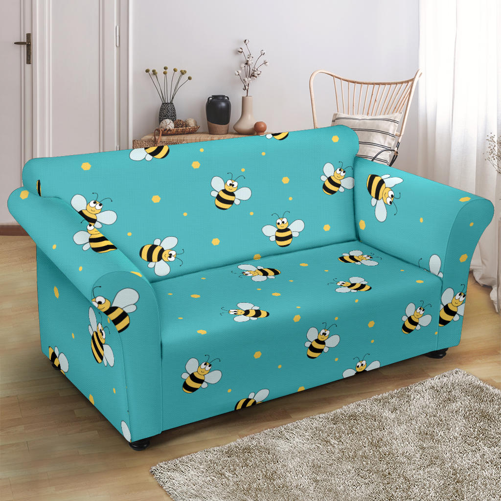 Bee With Dot Print Design LKS309 Loveseat Couch Slipcover