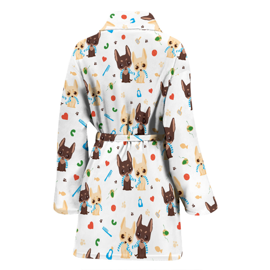 Chihuahua Pattern Print Design 06 Women Bathrobe