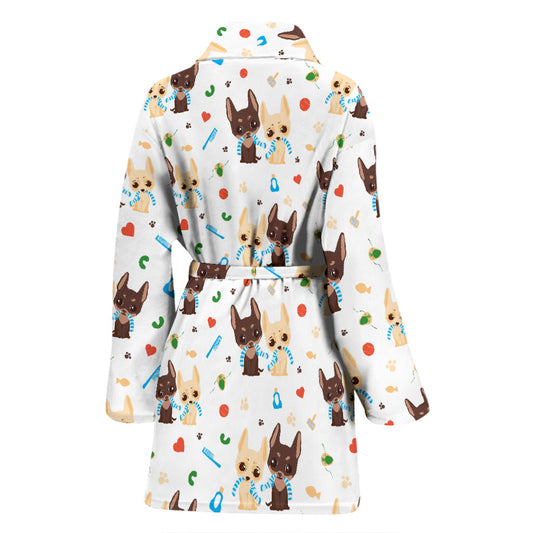 Chihuahua Pattern Print Design 06 Women Bathrobe