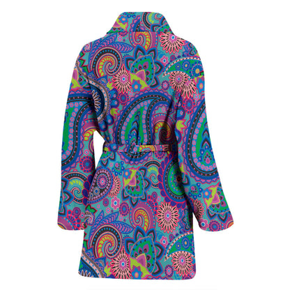 Paisley Colorful Pattern Print Design A02 Women Bathrobe