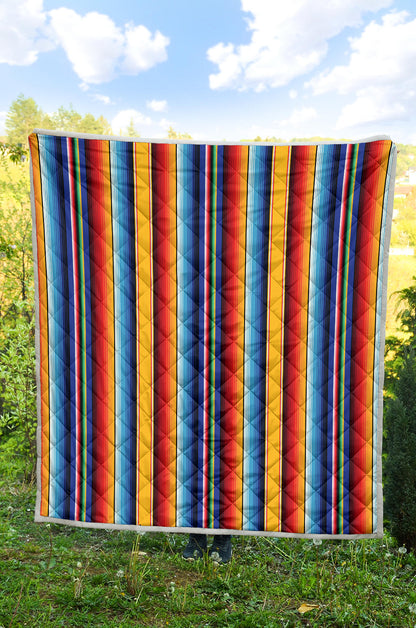 Mexican Blanket Stripe Print Pattern Quilt Bedspread