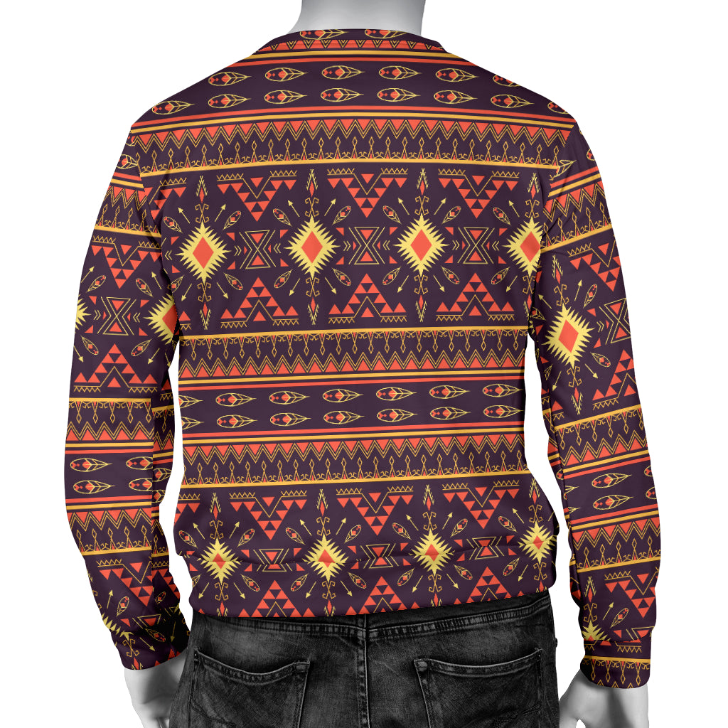 Southwest Ethnic Design Themed Print Men Long Sleeve Sweatshirt
