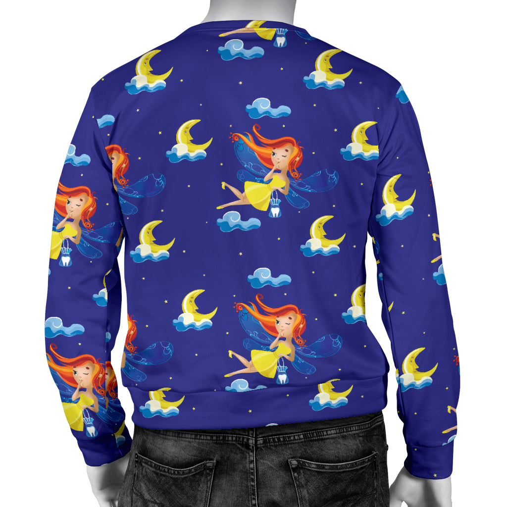Fairy with Moon Print Pattern Men Long Sleeve Sweatshirt