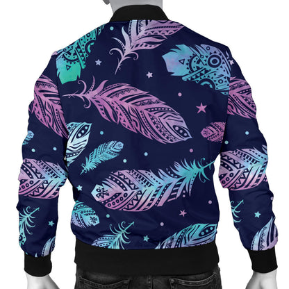 Feather Aztec Design Print Men Bomber Jacket