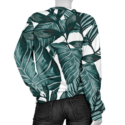 Tropical Palm Leaves Pattern Women Long Sleeve Sweatshirt