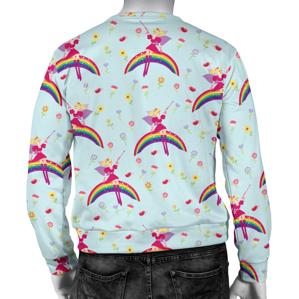 Fairy with Rainbow Print Pattern Men Long Sleeve Sweatshirt